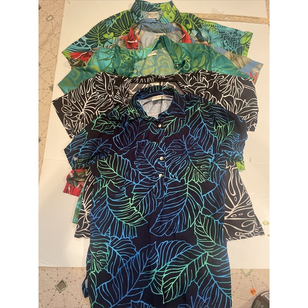 Go Barefoot Hawaiian Shirt Mens Large Floral Tribal Aloha USA Made (Lot of 5)